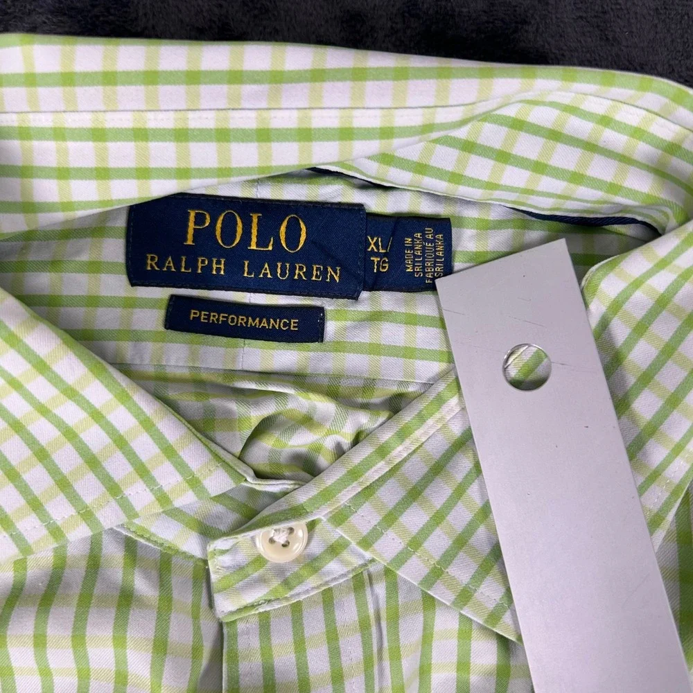 Polo Ralph Lauren Button Down Shirt Mens XL Green‎ Performance Long Sleeve